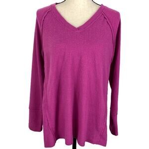WILDFOX Haley Brushed Sweater Long Sleeve V-Neck Elderberry Womens Size Sm